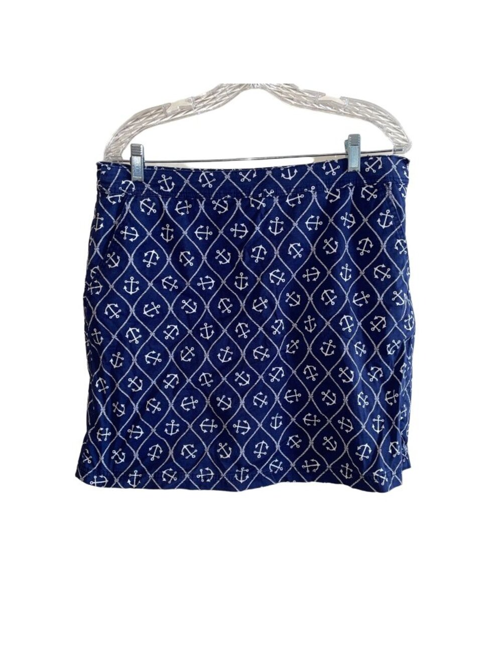 Karen Scott Anchor Skort Size 10 Blue White Nautical